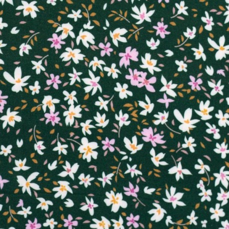 Viola White and pink Flowers on dark green