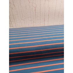 French Terry terra Stripes on jeans blue