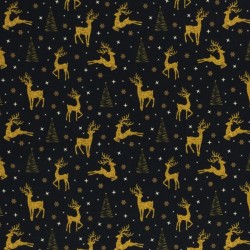 Christmas golden deers on black