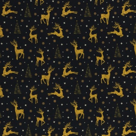 Weihnachten goldene Hirsche auf schwarz