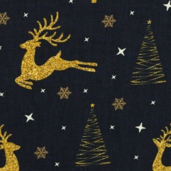 Christmas golden deers on black