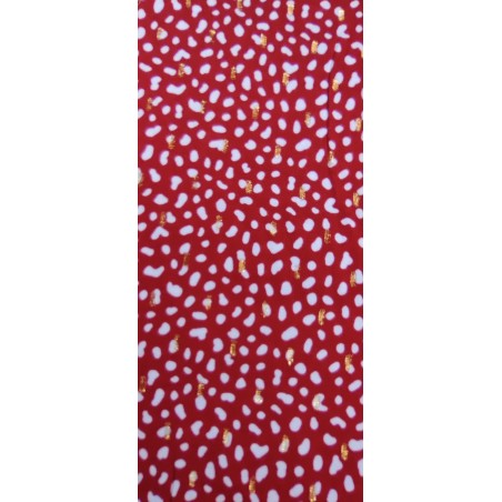 Viscose red with white dotties golden lurex
