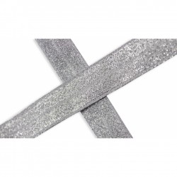 Bias tape elastic lurex silver