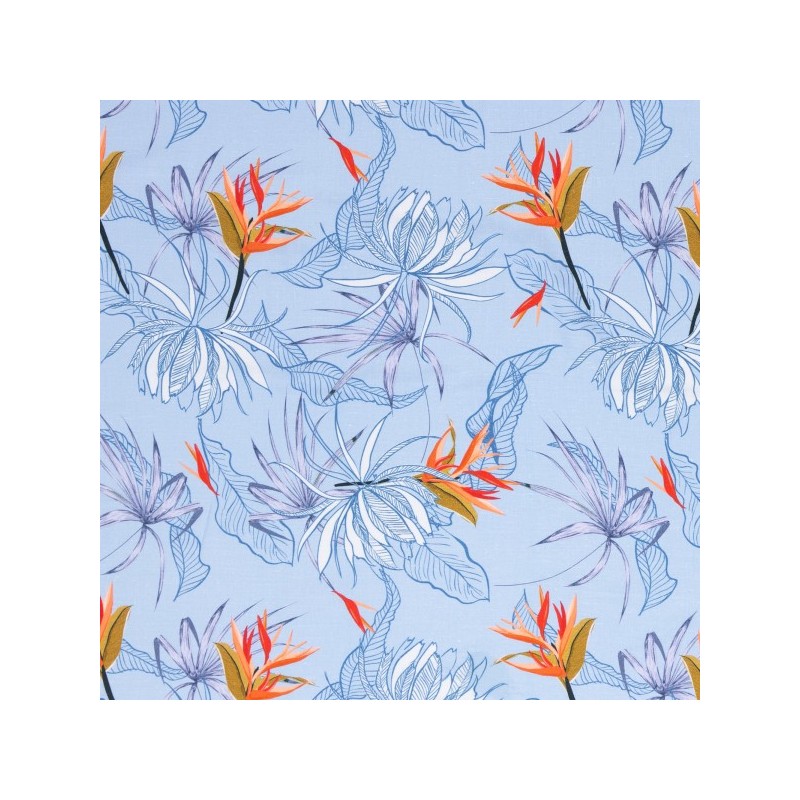 Lizzy flowers on blue Lin viscose