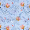 Lizzy flowers on blue Lin viscose