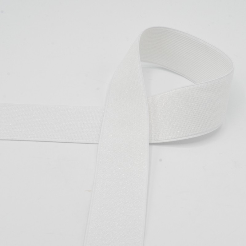 Gummiband Glitzer weiss 40mm