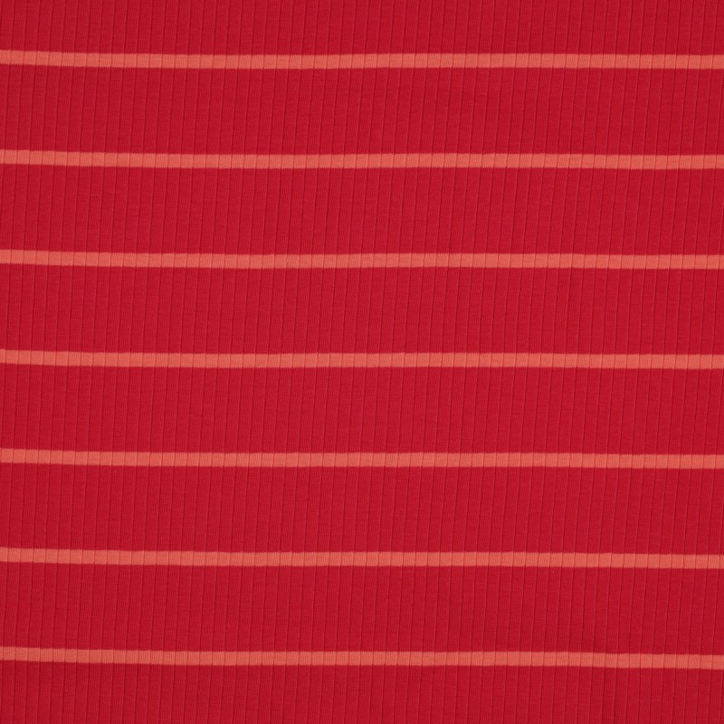 Jersey côtelé à rayures rouge-orange