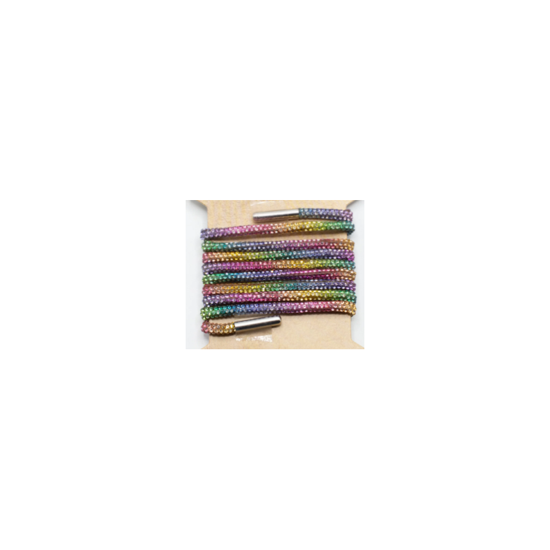 Drawstring 4mm rhinestones multicolor