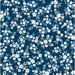 Viscose Fleurs blanches sur fond bleu