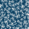 Viscose white flowers on blue