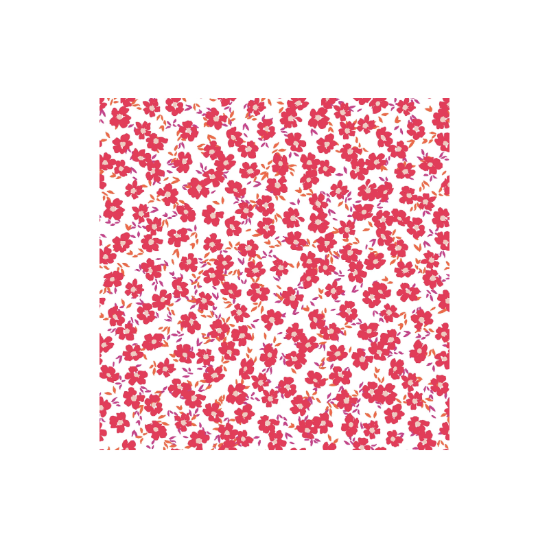 Viscose red flowers on white