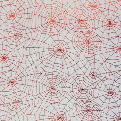 Spiderweb Tüll schwarz mit weissen & roten Spinnenweben