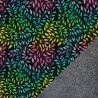 Sweat minky feuilles multicolores sur noir