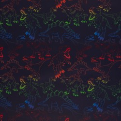 Tissu veste/ ciré de pluie dino multicolore