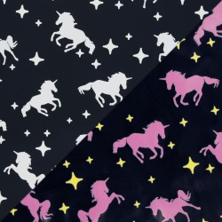 Fabric for rain jackets color changing unicorn