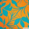 Big flowers petrol on orange Viscose