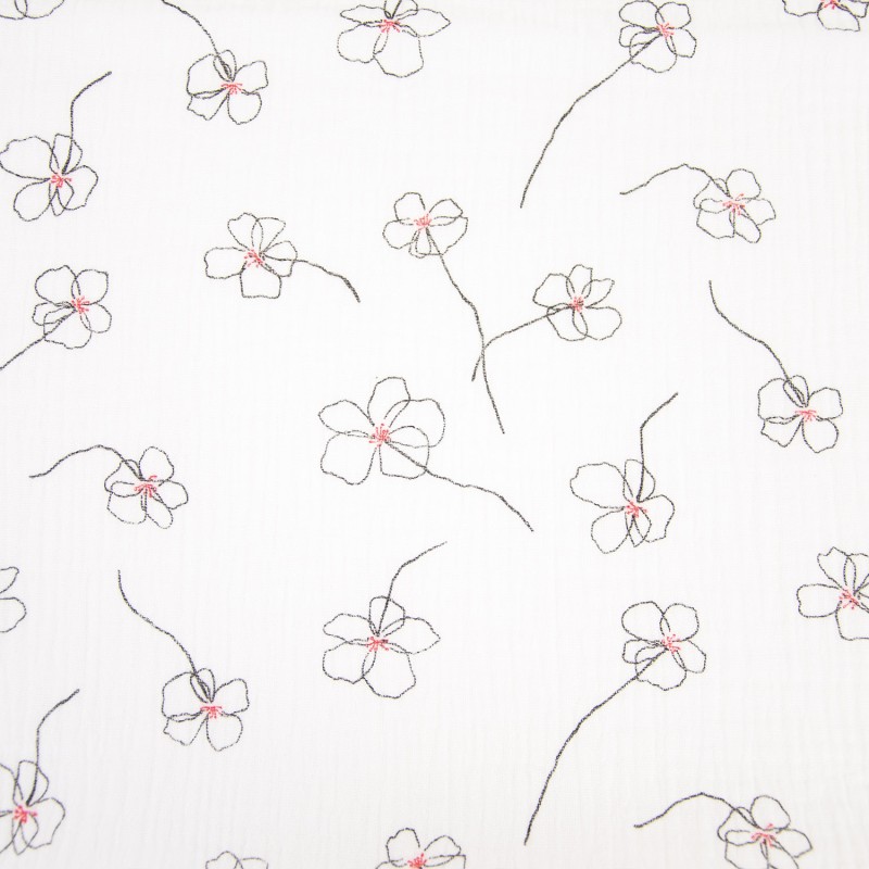 Double gaze Coquelicots noir sur blanc