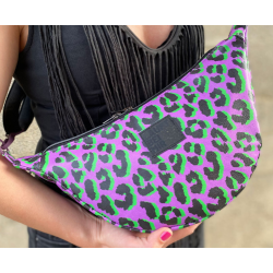 Simili cuir leo vert noir violet