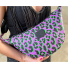 Simili cuir leo vert noir violet