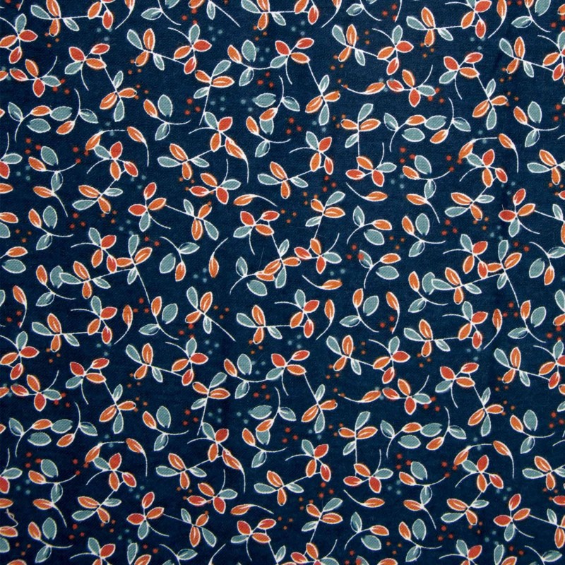 Flanelle petites fleurs sur bleu