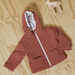 Velvet quilted Techno peachskin fabric terracotta
