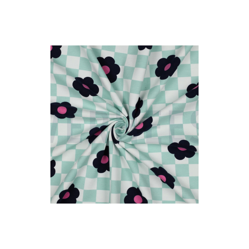 Sweat soft carreaux avec fleurs
