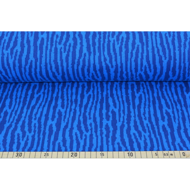 Tissu Tricoté bleu tigre