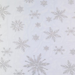 Tulle soft blue-lila with snowflakes