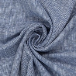 Lin cotton denim blue herringbone Paul