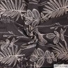 Cotton voile black with nature white embroidery