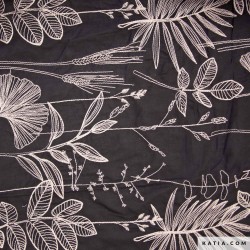 Baumwollvoile schwarz mit naturweisser Stickerei
