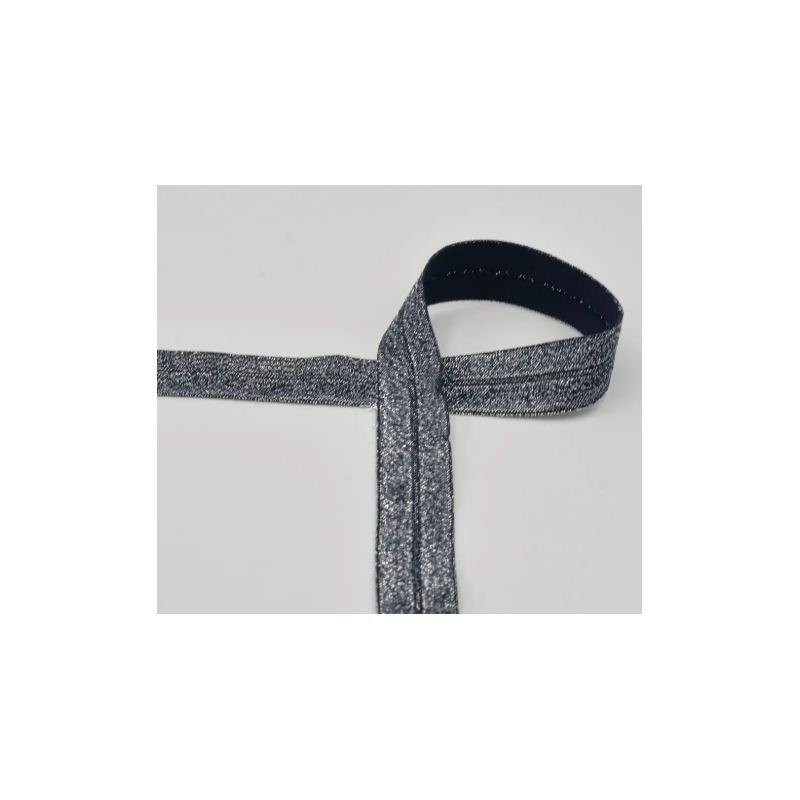 Biais Elastique lurex bleu marine