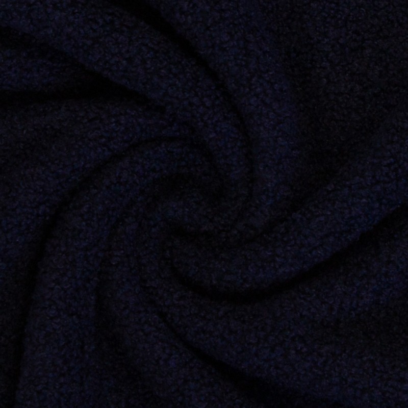 Bouclé teddy polaire doubleface bleu marine
